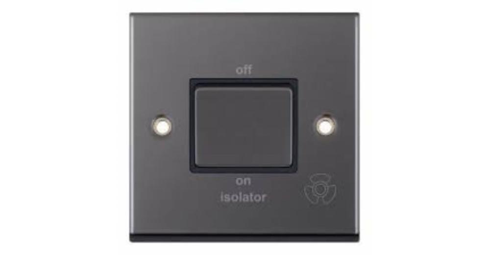 10 Amp 3 Pole Fan Isolator Switch, Black Nickel with Black Insert