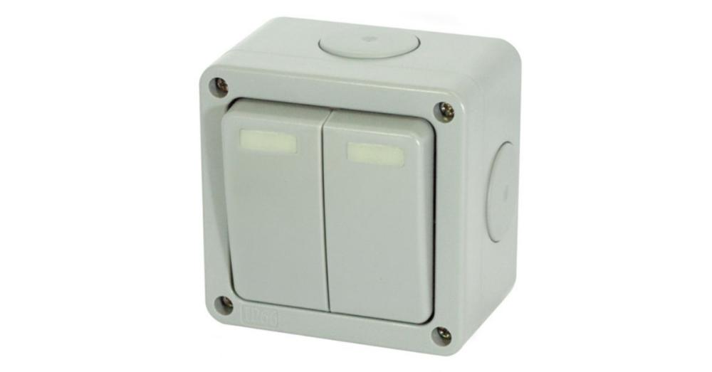 10 Amp Heavy Duty Plate Switch 2 Gang 2 Way