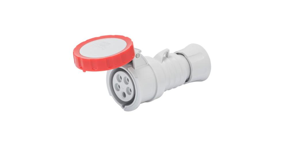 Gewiss 32A Straight Connector 3P+E+N 400V IP67 Red