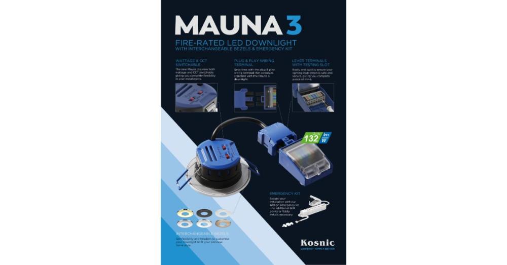 Kosnic Mauna 3 Fire Rated LED Downlight