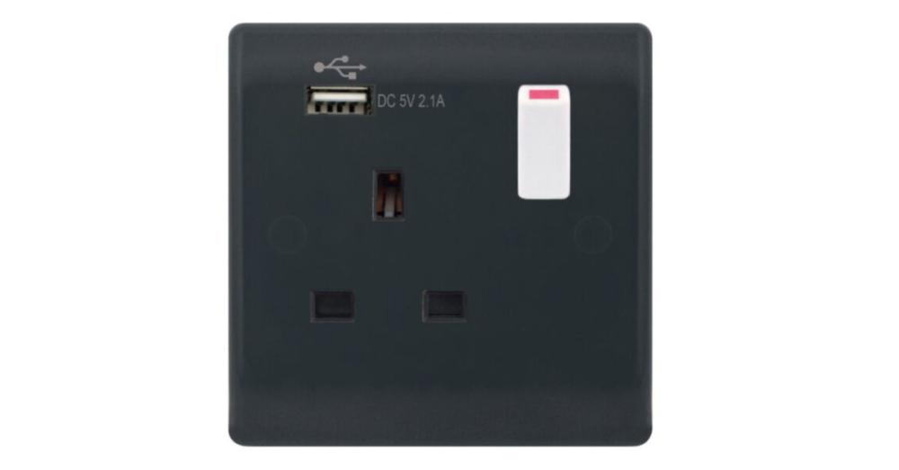 Selectric 13 Amp Switched Socket with USB Type A (2.1A)