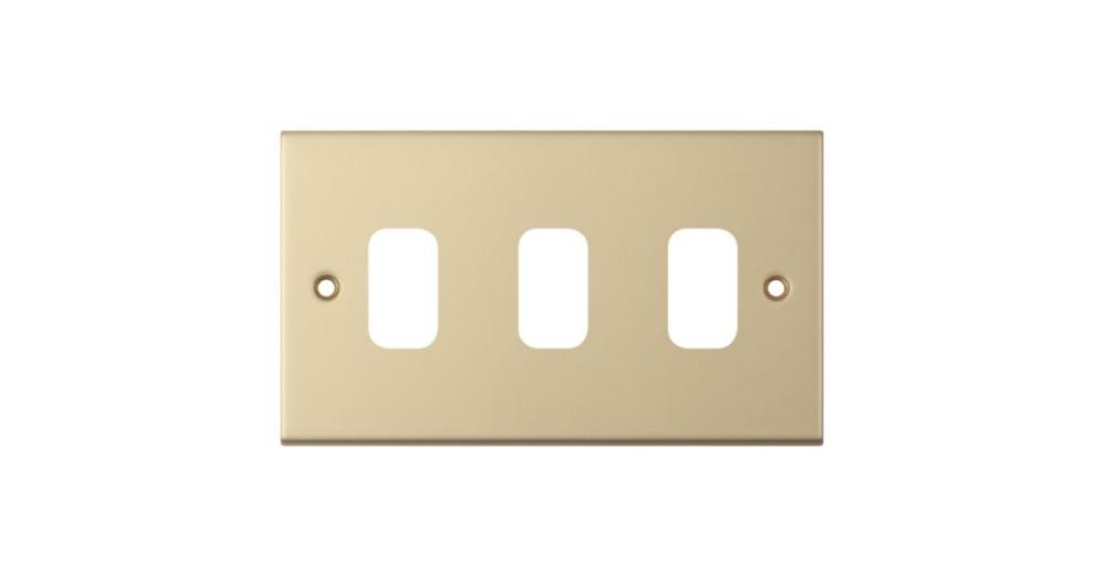 Selectric 3 Aperture Modular Plate in Satin Brass