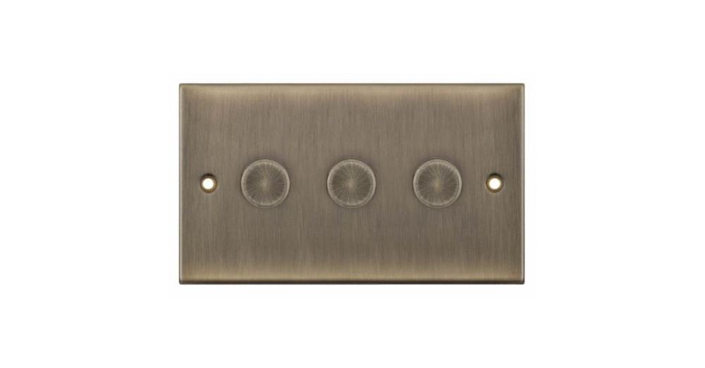 Selectric 3 Gang Dimmer Switch in Antique Brass