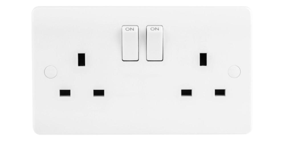 Zahler 13A 2 Gang DP Switched Socket