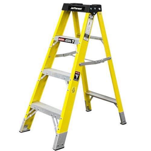 4 Tread Fibreglass Step Ladder by Meteor Electrical 