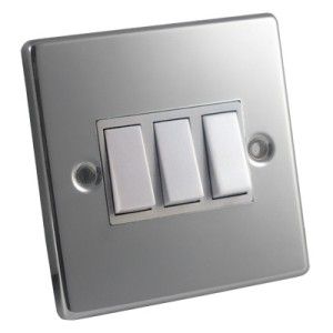 10 Amp 3 Gang 2 Way Switch Polished Chrome