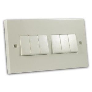 10 Amp 6 Gang 2 Way Switch Off White
