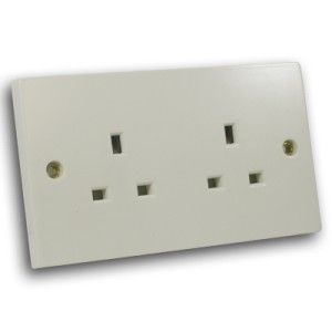 13 Amp 2 Gang Unswitched Socket Off White