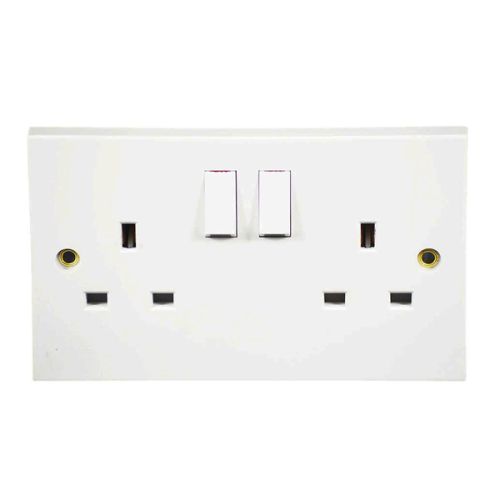 13 Amp 2 Gang DP Switched Socket White Zahler