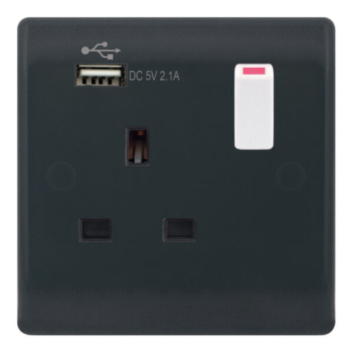 13 Amp Switched Socket – 1 x USB Type A (2.1A)