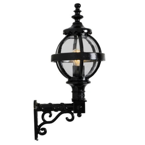 HARTE Victorian Globe Cast Iron Wall Light w/ Decorative Arm 0.59m
