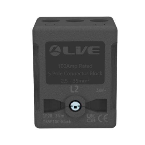 Live Electrical Black Terminal Block PA Terminal Capacity up to 35mm²