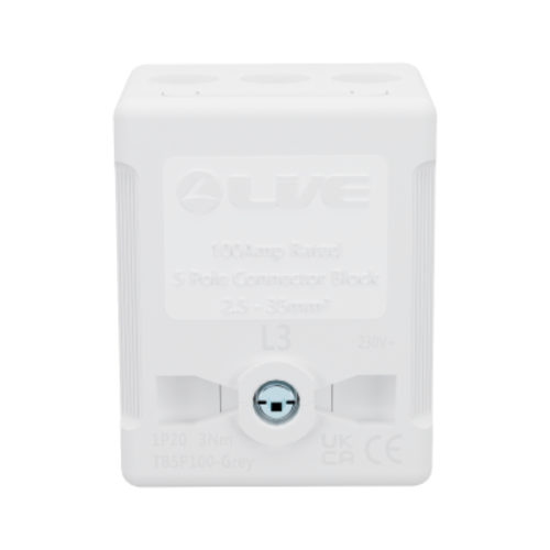 Live Electrical Grey Terminal Blocks 5P 100A Terminal Capacity up to 35mm²