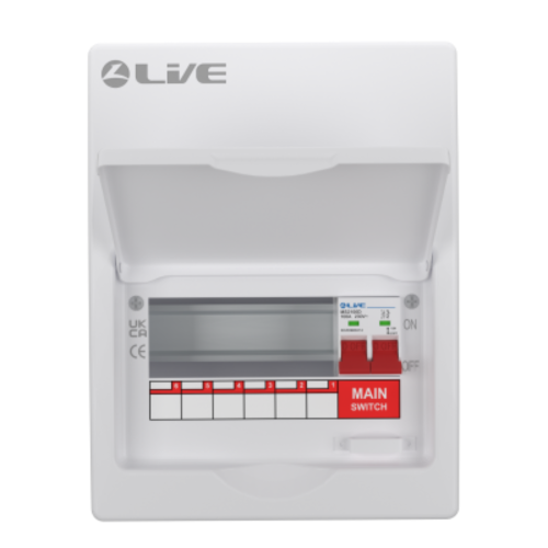 Live 8 Module Metal Enclosure c/w 100A Main Switch