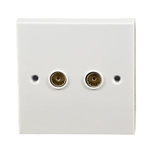 2 Gang TV Co-Axial Socket White Zahler