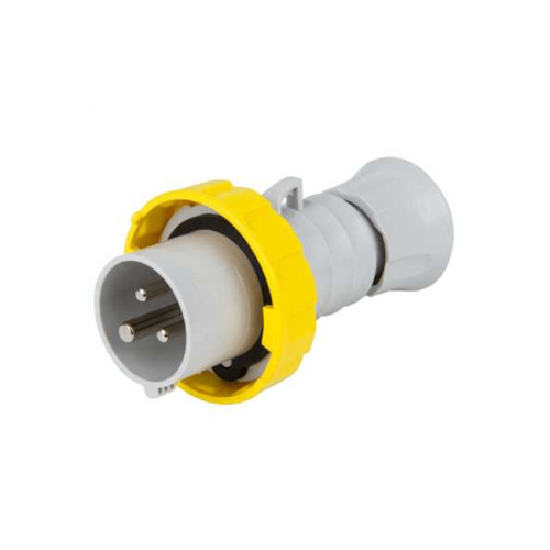 32A Straight Plug, 2P+E, 110V, IP67, Yellow Gewiss by Meteor Electrical