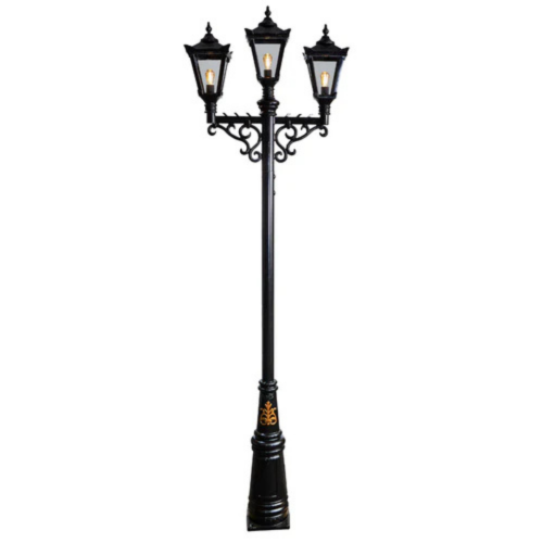 HARTE Victorian style large triple headed lamp post 3.5m