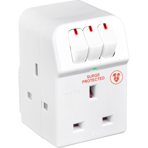 3 Gang Surge Protected Adaptor