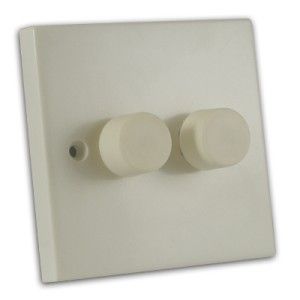400W 2 Gang 2 Way Dimmer Push On/Push Off Switch Off White