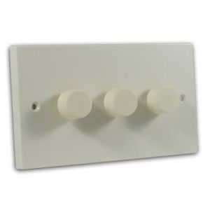 400W 3 Gang 2 Way Dimmer Push On/Push Off Switch Off White