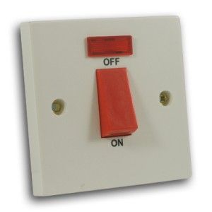 45 Amp 1 Gang DP Cooker Switch c/w Neon Off White