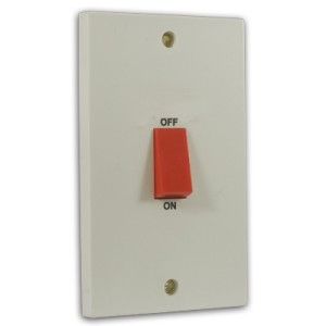 45 Amp 2 Gang DP Tall Cooker Switch Off White