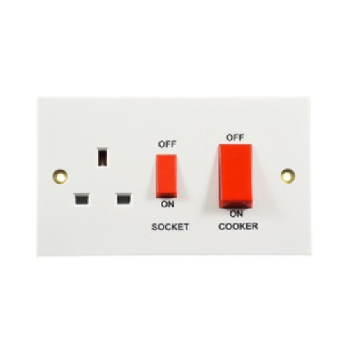 45 Amp Cooker Switch Socket White Pearl