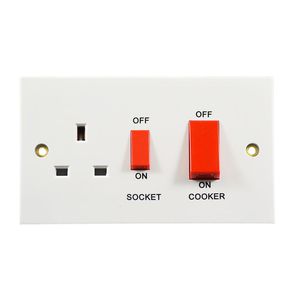 45 Amp Cooker Switch Socket White Zahler