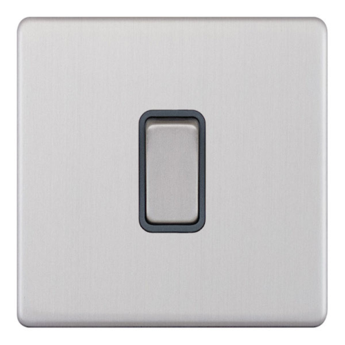 Selectric 20 Amp DP Switch Satin Chrome Grey Insert