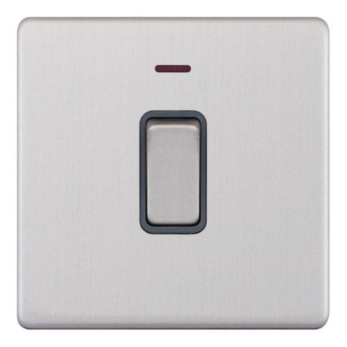 Selectric 20 Amp DP Switch with LED Neon Satin Chrome Grey Insert