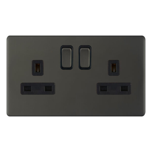 2 Gang 13 Amp Socket DP Switched Dark Bronze