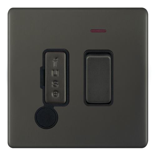 Selectric 13 Amp Fused Connection Unit w/ LED Neon & Flex Outlet Dark Bronze