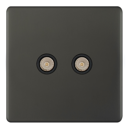 Selectric 2 Gang TV/FM ﻿Coaxial/Aerial Socket Dark Bronze