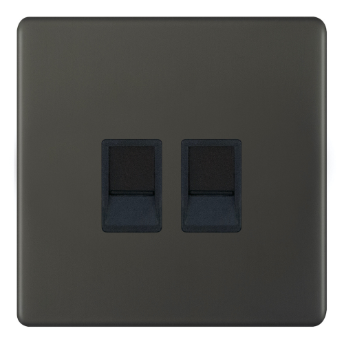 Selectric 2 Gang RJ45 Computer/Data Socket Dark Bronze