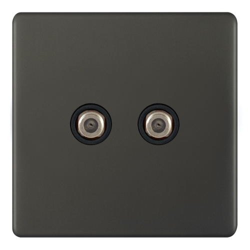 Selectric 2 Gang F-Type Satellite Socket Dark Bronze