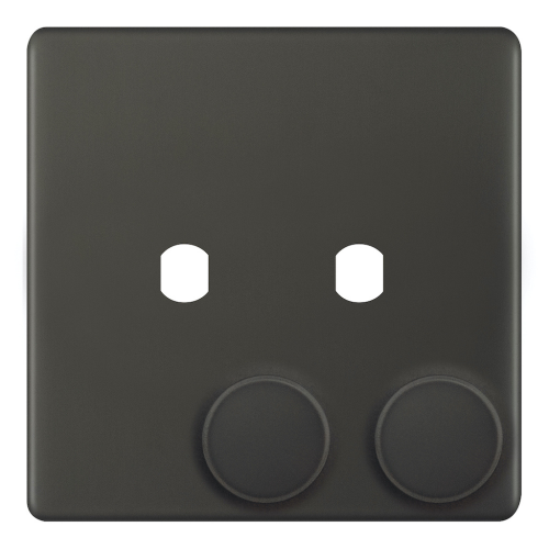Selectric 2 Aperture Empty Dimmer Plate with Knobs Dark Bronze