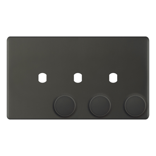 Selectric 3 Aperture Empty Dimmer Plate with Knobs Dark Bronze