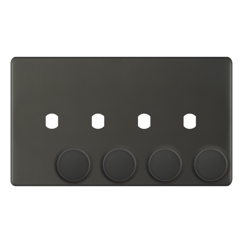 Selectric 4 Aperture Empty Dimmer Plate with Knobs Dark Bronze