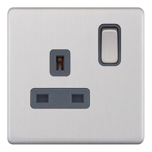 Selectric 1 Gang 13 Amp Socket DP Switched Grey Insert