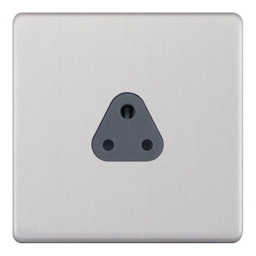Selectric 2 Amp Round Pin Socket 3 Pin Satin Chrome Grey Insert