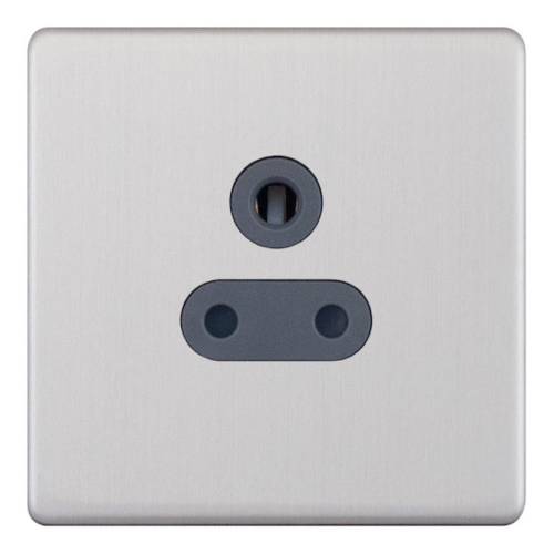 Selectric 5 Amp Round Pin Socket 3 Pin Satin Chrome Grey Insert