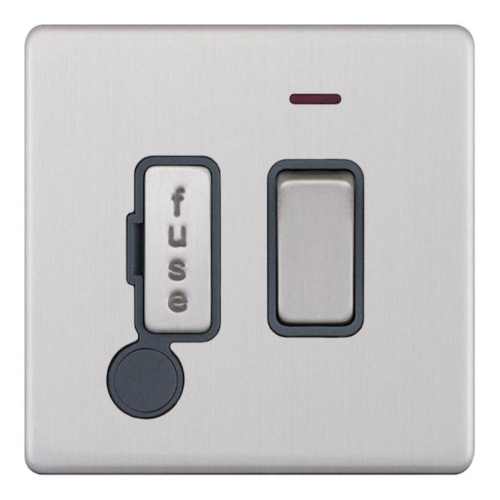 Selectric 13 Amp Fused Connection Unit w/ LED Neon & Flex Outlet Grey Inserts