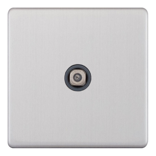Selectric 1 Gang F-Type Satellite Socket Satin Chrome Grey Insert