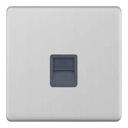 Selectric 1 Gang Master Telephone Socket Satin Chrome Grey Insert