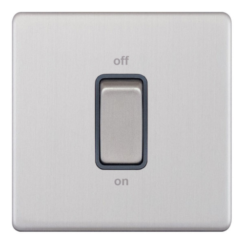 Selectric 45 Amp DP Switch 1 Gang Plate Satin Chrome Grey Insert