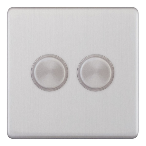 Selectric 2 Gang 2 Way Dimmer Switch – 5-100W Push On/Off Satin Chrome