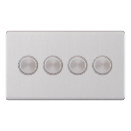 Selectric 4 Gang 2 Way Dimmer Switch 5-100W Push On/Off Satin Chrome