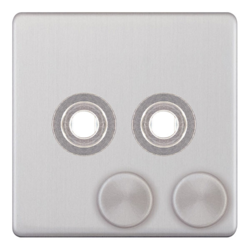 Selectric 2 Aperture Empty Dimmer Plate with Knobs Satin Chrome
