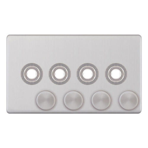 Selectric 4 Aperture Empty Dimmer Plate with Knobs Satin Chrome