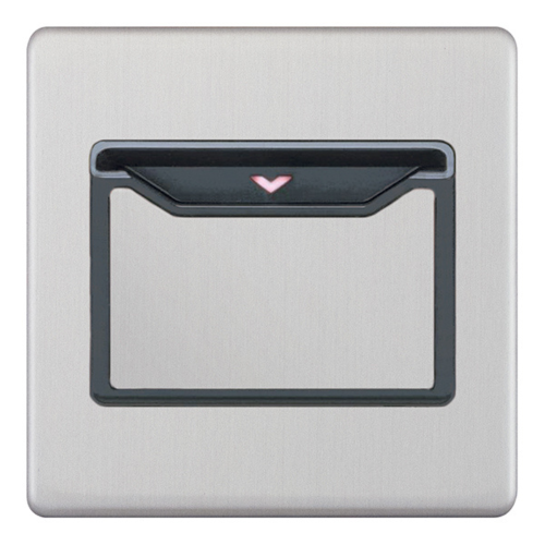 Selectric 32A 1 Gang Key Card Switch Satin Chrome Grey Insert